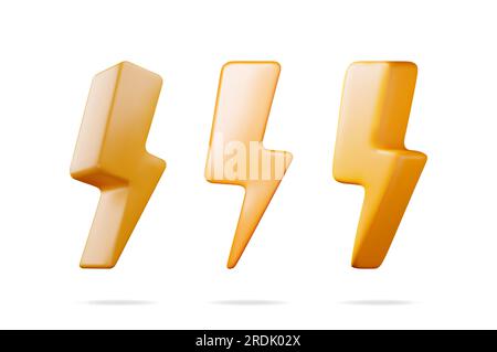 3D Lightning Sign From Different Angles Collection Illustrazione Vettoriale