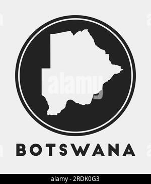 Icona del Botswana. Logo rotondo con mappa del paese e titolo. Elegante distintivo Botswana con mappa. Illustrazione vettoriale. Illustrazione Vettoriale