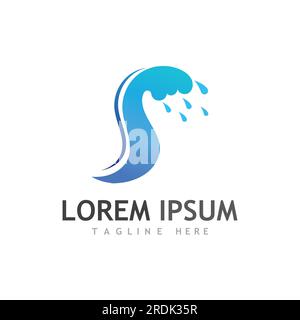 Acqua icona onda illustrazione vettoriale logo design Illustrazione Vettoriale