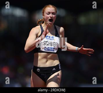 Kassel, Deutschland. 8 luglio 2023. Firo: 8 luglio 2023, atletica leggera, LA, DM 2023 a Kassel, Campionati tedeschi 2023, 400 metri donne, Skadi SCHIER, SCC Berlino credito: dpa/Alamy Live News Foto Stock