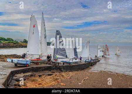 Tutti insieme in attesa dell'inizio della gara Foto Stock