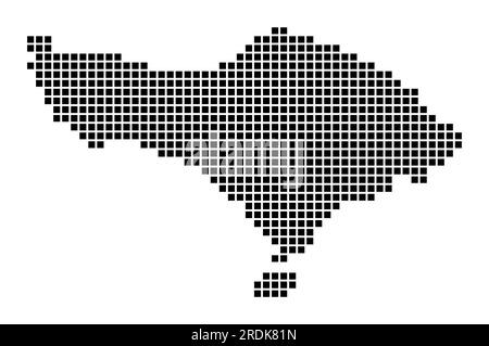 Mappa di Bali. Mappa di Bali in stile punteggiato. Bordi dell'isola pieni di rettangoli per il tuo progetto. Illustrazione vettoriale. Illustrazione Vettoriale