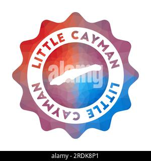 Il piccolo logo Cayman Low Poly. Colorato logo di viaggio sfumato dell'isola in stile geometrico. Segno arrotondato Little Cayman poligonale multicolore con ma Illustrazione Vettoriale