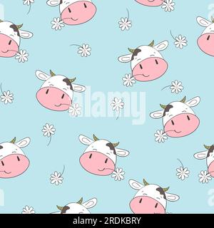 Simpatico motivo mucche senza cuciture. Sfondo del bambino vettoriale Illustrazione Vettoriale