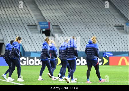 DUNEDIN - giocatori della nazionale olandese durante un'ispezione dello stadio coperto Forsyth Barr, alla vigilia della partita contro il Portogallo. L'Orange si sta preparando per la prima partita a gironi ai Mondiali di nuova Zelanda e Australia. ANP BLAKE ARMSTRONG Foto Stock