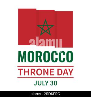 Poster tipografico del Marocco Throne Day. Festa nazionale il 30 luglio. Modello vettoriale per banner, cartoline, volantini, ecc. Illustrazione Vettoriale