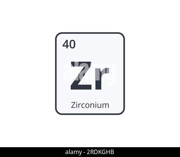 Simbolo elemento in zirconio. Grafica per Science Designs. Illustrazione Vettoriale