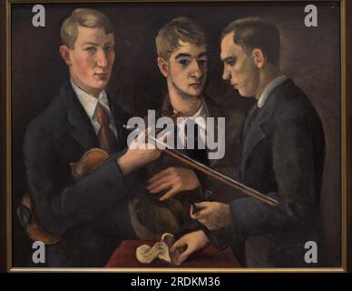 Jazeps Grosvalds (1891-1920). Pittore lettone. Ritratto di tre artisti, 1915. Olio su tela, 80 x 100 cm. Museo nazionale lettone d'arte riga. Lettonia. Foto Stock