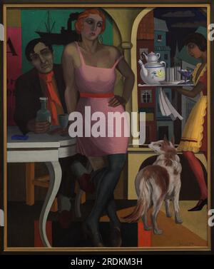 Janis plase (1892-1929). Pittore lettone. Tea House, 1928. Olio su tela, 118 x 100 cm. Museo nazionale lettone d'arte riga. Lettonia. Foto Stock