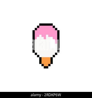 Icona pixel art gelato isolata. 8 bit di segnale alimentare. Simbolo pixellato per applicazioni mobili Illustrazione Vettoriale