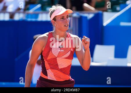 21 luglio 2023, Nizza, Provence-Alpes-CÃ d'Azur, FRANCIA: ELISE MERTENS dal Belgio durante la Hopman Cup 2023, ITF World Mixed Team Championships il 21 luglio 2023 al Nice Lawn Tennis Club di Nizza, Francia (Credit Image: © Emilie Lohmann/ZUMA Press Wire) SOLO USO EDITORIALE! Non per USO commerciale! Foto Stock