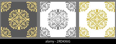 Set di classici pattern vettoriali senza giunture. Collezione di ornamenti orientali. Classici sfondi vintage. Orientare le ripetizioni Illustrazione Vettoriale
