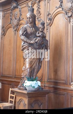 Vergine con bambino, Chapelle de la Vierge, Abbazia della Santissima Trinità, Fécamp Foto Stock