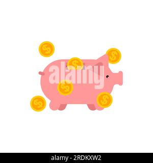 Icona finanziaria di Piggy Bank isolata. Firma per l'applicazione bancaria Illustrazione Vettoriale