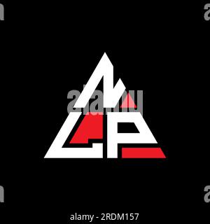 Logo a lettere triangolari NLP con forma a triangolo. Monogramma di design con logo triangolare NLP. Modello di logo vettoriale triangolare NLP di colore rosso. NLP triangul Illustrazione Vettoriale