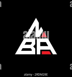 Logo NBA triangolare a lettere con forma a triangolo. Monogramma del logo del triangolo NBA. Modello con logo vettoriale a triangolo NBA di colore rosso. NBA Triangul Illustrazione Vettoriale