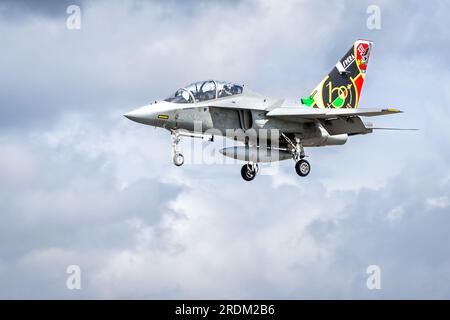 Alenia Aermacchi M-346 Master, con una speciale pinna di coda che celebra il suo centenario al Royal International Air Tattoo 2023. Foto Stock