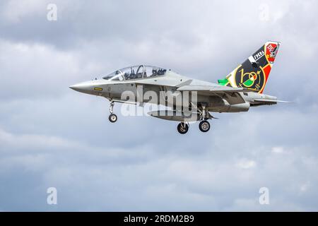 Alenia Aermacchi M-346 Master, con una speciale pinna di coda che celebra il suo centenario al Royal International Air Tattoo 2023. Foto Stock