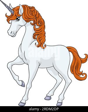 Unicorn Horn Horse Cartoon Mascot di Myth Illustrazione Vettoriale