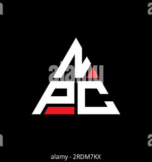 Logo a lettere triangolari NPC con forma triangolare. Monogramma di design con logo triangolare NPC. Modello di logo vettoriale triangolare NPC di colore rosso. NPC triangul Illustrazione Vettoriale