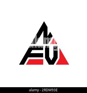 Logo a lettere triangolari NFV con forma triangolare. Monogramma di design con logo triangolare NFV. Modello di logo vettoriale a triangolo NFV di colore rosso. NFV triangul Illustrazione Vettoriale