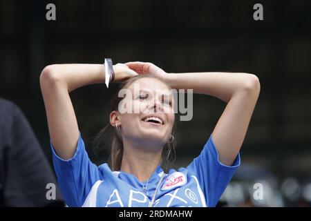 Rostock, Deutschland, 22 luglio 2023. Fan di Hansa Rostock durante F.C. Hansa Rostock contro Sevilla F.C.. Credito: Fabideciria. Foto Stock
