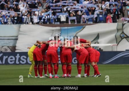 Rostock, Deutschland, 22 luglio 2023. Sevilla Team durante F.C. Hansa Rostock contro Sevilla F.C.. Credito: Fabideciria. Foto Stock
