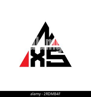 Logo NXS a lettera triangolare con forma triangolare. Monogramma di design con logo triangolare NXS. Modello di logo vettoriale a triangolo NXS di colore rosso. NXS triangul Illustrazione Vettoriale