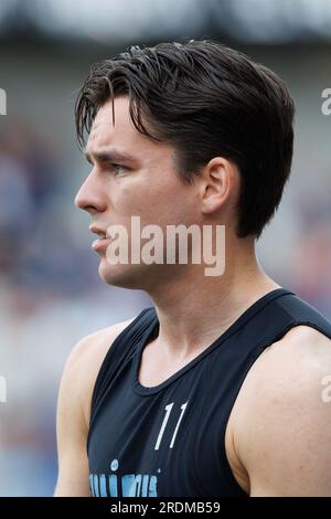 Barendrecht, Belgio. 22 luglio 2023. Hugo Vetlesen del Club raffigurato durante una partita di calcio amichevole tra il belga Club Brugge KV e l'olandese AZ Alkmaar, sabato 22 luglio 2023 a Brugge, per prepararsi alla prossima stagione 2023-2024. BELGA PHOTO KURT DESPLENTER Credit: Belga News Agency/Alamy Live News Foto Stock