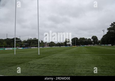 Priory Lane, Regno Unito. 22 luglio 2023. VISTA STADIO GV *** durante la partita di Coppa 1895 tra London Broncos e Halifax Panthers al Rosslyn Park FC, Priory Lane, Regno Unito, il 22 luglio 2023. Foto di Simon Hall. Solo per uso editoriale, licenza necessaria per uso commerciale. Nessun utilizzo in scommesse, giochi o pubblicazioni di un singolo club/campionato/giocatore. Credito: UK Sports Pics Ltd/Alamy Live News Foto Stock