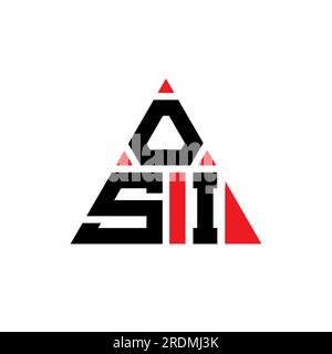 Logo OSI a lettere triangolari con forma triangolare. Monogramma di design con logo triangolare OSI. Modello logo vettoriale triangolare OSI di colore rosso. OSI triangul Illustrazione Vettoriale