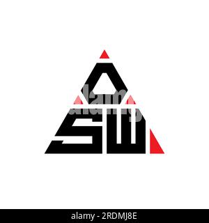 Logo OSW a lettere triangolari con forma triangolare. Monogramma di design con logo triangolare OSW. Modello di logo vettoriale triangolare OSW di colore rosso. OSW triangul Illustrazione Vettoriale