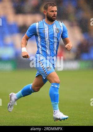 Matthew Godden di Coventry City durante l'amichevole pre-stagionale al Croud Meadow, Shrewsbury. Data foto: Sabato 22 luglio 2023. Foto Stock