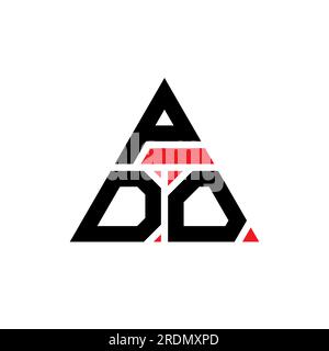 Logo a lettere triangolari DOP con forma a triangolo. Monogramma del logo del triangolo DOP. Modello del logo vettoriale triangolare DOP di colore rosso. Triangul DOP Illustrazione Vettoriale