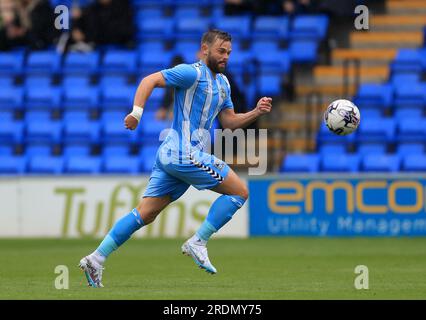 Matthew Godden di Coventry City durante l'amichevole pre-stagionale al Croud Meadow, Shrewsbury. Data foto: Sabato 22 luglio 2023. Foto Stock