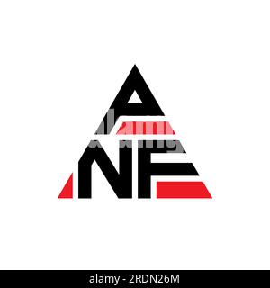 Logo PNF a lettera triangolare con forma triangolare. Monogramma di design con logo a triangolo PNF. Modello di logo vettoriale a triangolo PNF di colore rosso. PNF triangul Illustrazione Vettoriale