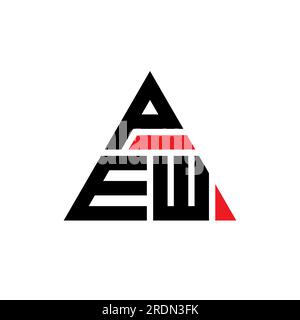 Logo a lettere triangolari PEW con forma triangolare. Monogramma di design con logo a triangolo PEW. APRIRE il modello del logo vettoriale triangolare di colore rosso. PEW triangul Illustrazione Vettoriale