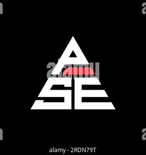 Logo a lettera triangolare PSE con forma triangolare. Monogramma di design con logo triangolare PSE. Modello di logo vettoriale triangolare PSE di colore rosso. PSE triangul Illustrazione Vettoriale
