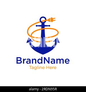 Cavi marini ancora con logo di alimentazione Vector Illustrazione Vettoriale