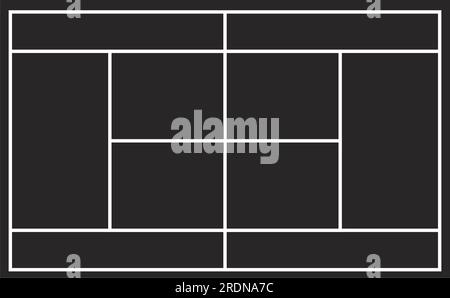 Schema del campo da tennis. Illustrazione del profilo. Simbolo dello schema del campo da tennis. Illustrazione Vettoriale