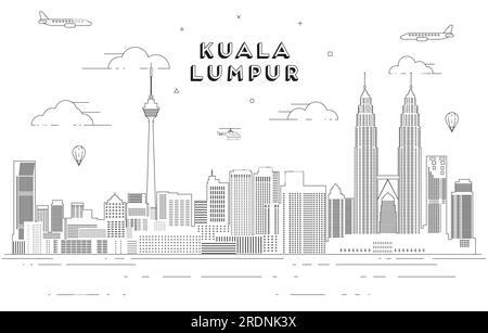 Illustrazione vettoriale della linea dello skyline di Kuala Lumpur Illustrazione Vettoriale