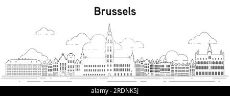 Illustrazione vettoriale della linea dello skyline di Bruxelles Illustrazione Vettoriale