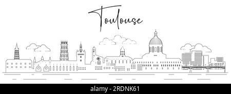 Illustrazione vettoriale della linea dello skyline di Tolosa Illustrazione Vettoriale