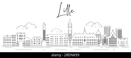 Illustrazione vettoriale della linea dello skyline di Lille Illustrazione Vettoriale