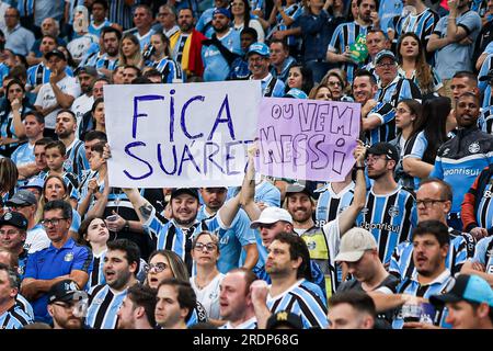 Porto Alegre, Brasile. 22 luglio 2023. RS - PORTO ALEGRE - 07/22/2023 - BRASILEIRO A 2023, GREMIO X ATLETICO-MG - tifosi durante una partita tra Gremio e Atletico-MG allo stadio Arena do Gremio per il campionato brasiliano A 2023. Foto: Maxi Franzoi/AGIF/Sipa USA credito: SIPA USA/Alamy Live News Foto Stock