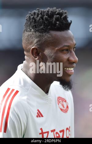 East Rutherford, New Jersey, USA. 22 luglio 2023. Il portiere del Manchester United ANDRE ONANA (24) è visto al MetLife Stadium di East Rutherford New Jersey il Manchester United sconfigge l'Arsenal (Credit Image: © Brooks Von Arx/ZUMA Press Wire) SOLO PER USO EDITORIALE! Non per USO commerciale! Foto Stock