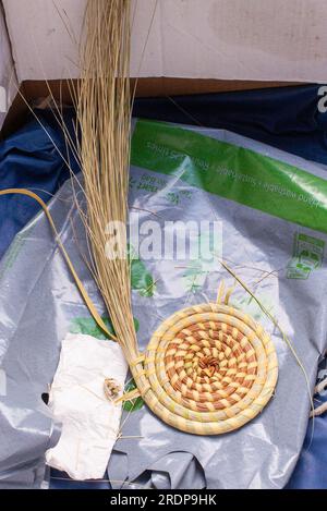 Mount Pleasant, South Carolina, Stati Uniti. 22 luglio 2023. Il 19° Festival annuale di Sweetgrass si è tenuto oggi a Mount Pleasant, South Carolina, per celebrare il patrimonio di Gullah Geechee e la forma d'arte dei cesti di sweetgrass che hanno avuto origine nella zona. Credito: Castle Light Images / Alamy Live News Foto Stock