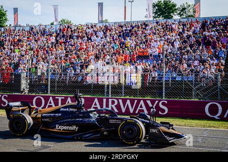 Budapest, Ungheria. 22 luglio 2023. La vettura APXGP si vede in pista dopo la sessione di qualificazione del Gran Premio di F1 ungherese all'Hungaroring, vicino a Budapest. Credito: SOPA Images Limited/Alamy Live News Foto Stock