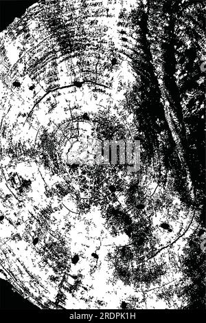Grunge struttura a ceppo di alberi con anelli ondulati e incrinature sullo sfondo del legno. Illustrazione Vettoriale