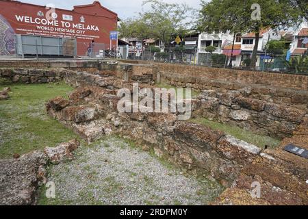 Rovine storiche del Bastione Vittoria a Malacca, Malesia Foto Stock